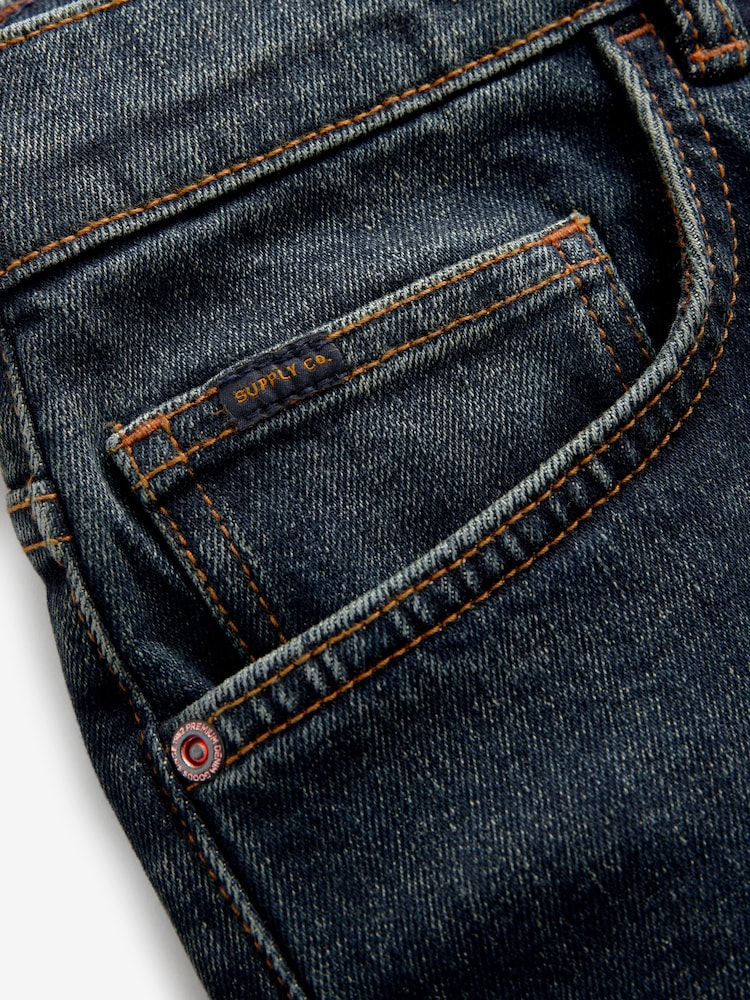 Blue Dark Vintage Regular Tapered Fit Vintage Wash Denim Jeans - Image 9 of 9