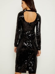 Sosandar Black Sequin Cut Out Back Detail Dress - Image 3 of 5