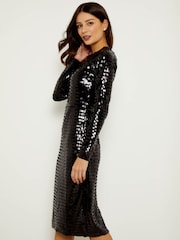 Sosandar Black Sequin Cut Out Back Detail Dress - Image 5 of 5