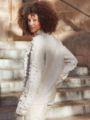 Sosandar Natural Pom Pom Heart Detail Jumper - Image 5 of 5