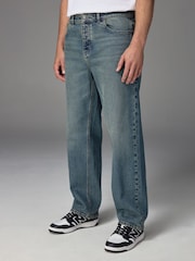 Blue Tint Relaxed Fit Vintage Wash Denim Jeans - Image 1 of 13