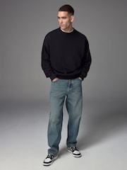 Blue Tint Relaxed Fit Vintage Wash Denim Jeans - Image 4 of 13