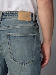 Blue Tint Relaxed Fit Vintage Wash Denim Jeans - Image 6 of 13