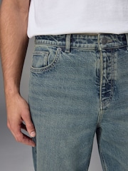 Blue Tint Relaxed Fit Vintage Wash Denim Jeans - Image 7 of 13