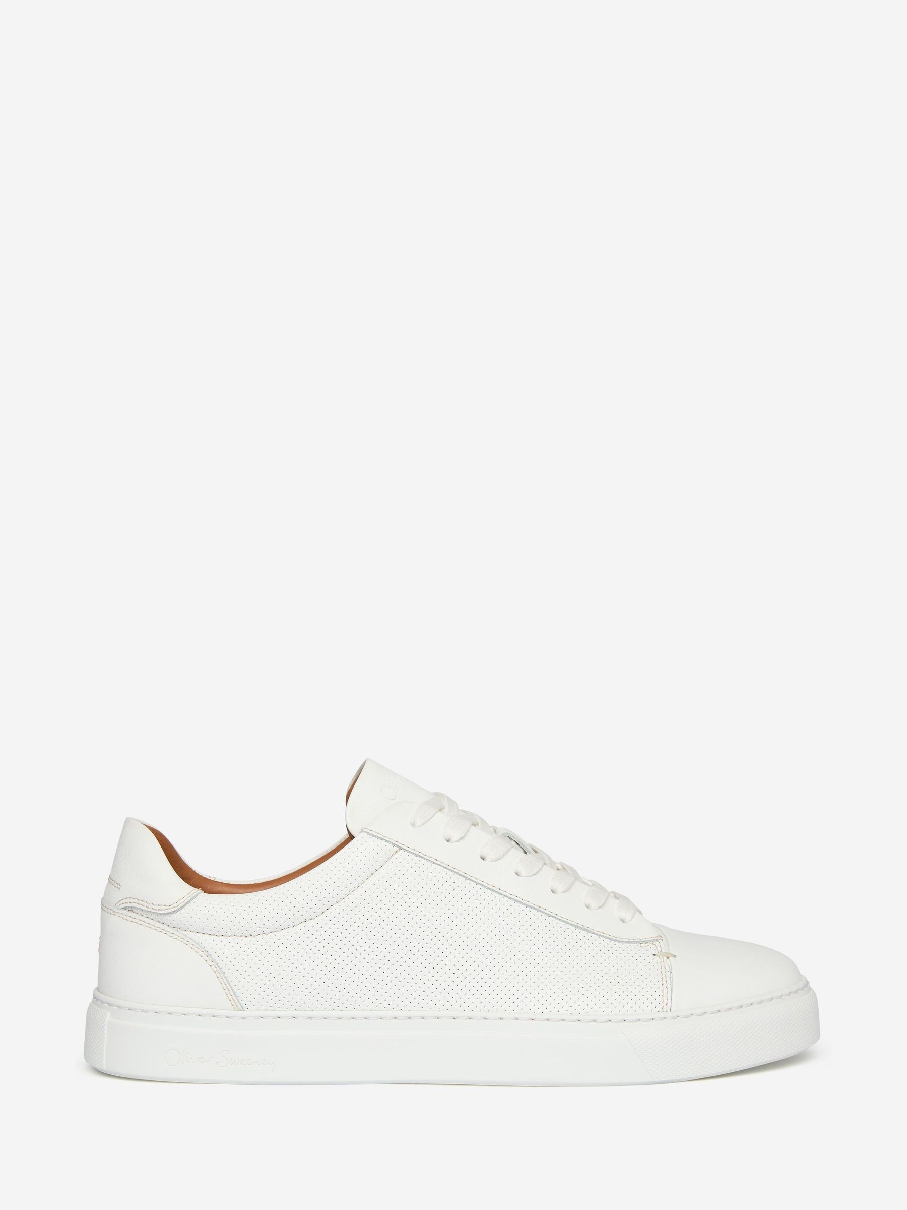 Oliver Sweeney Men's White Perforated Calf Leather Cupsole Trainers Almada