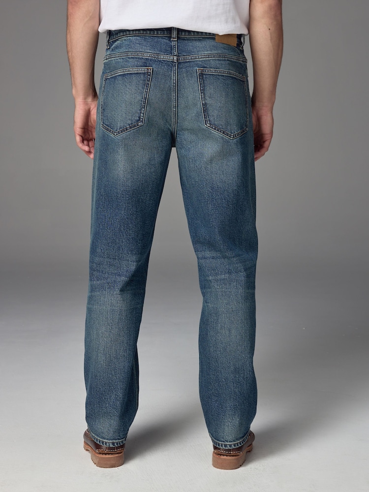 Buy Blue Relaxed Fit Vintage Wash Denim Jeans from the Next UK
