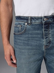 Blue Dark Tint Relaxed Fit Vintage Wash Denim Jeans - Image 5 of 12