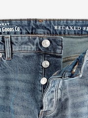 Blue Dark Tint Relaxed Fit Vintage Wash Denim Jeans - Image 9 of 12