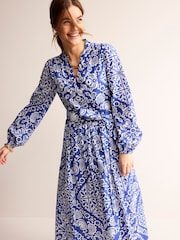 Boden Blue Notch Neck Cotton Midi Dress - Image 2 of 5