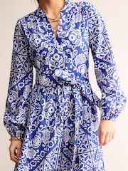 Boden Blue Notch Neck Cotton Midi Dress - Image 3 of 5