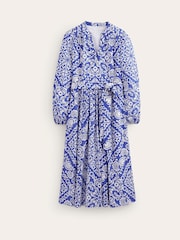 Boden Blue Notch Neck Cotton Midi Dress - Image 5 of 5
