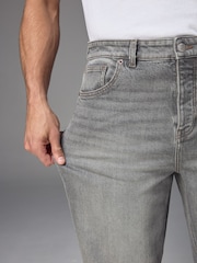Grey Washed Relaxed Fit Vintage Wash Denim Jeans - Image 6 of 12