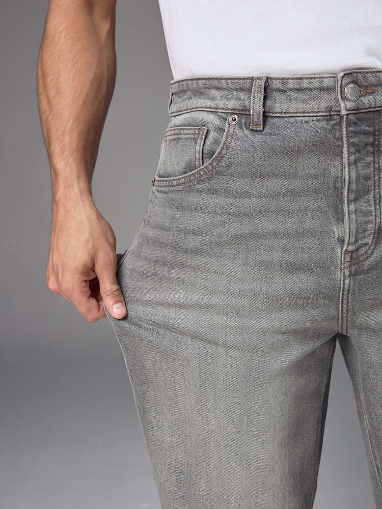 Grey Washed Relaxed Fit Vintage Wash Denim Jeans - Image 6 of 12
