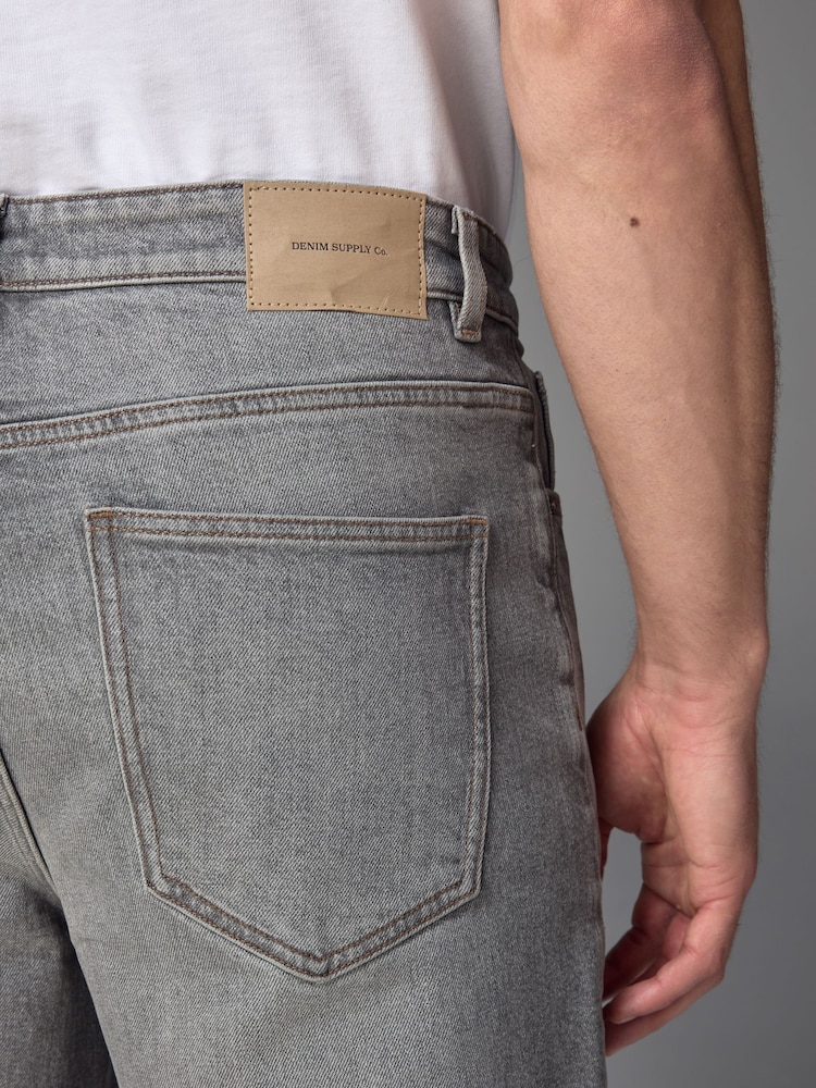 Grey Washed Relaxed Fit Vintage Wash Denim Jeans - Image 7 of 12