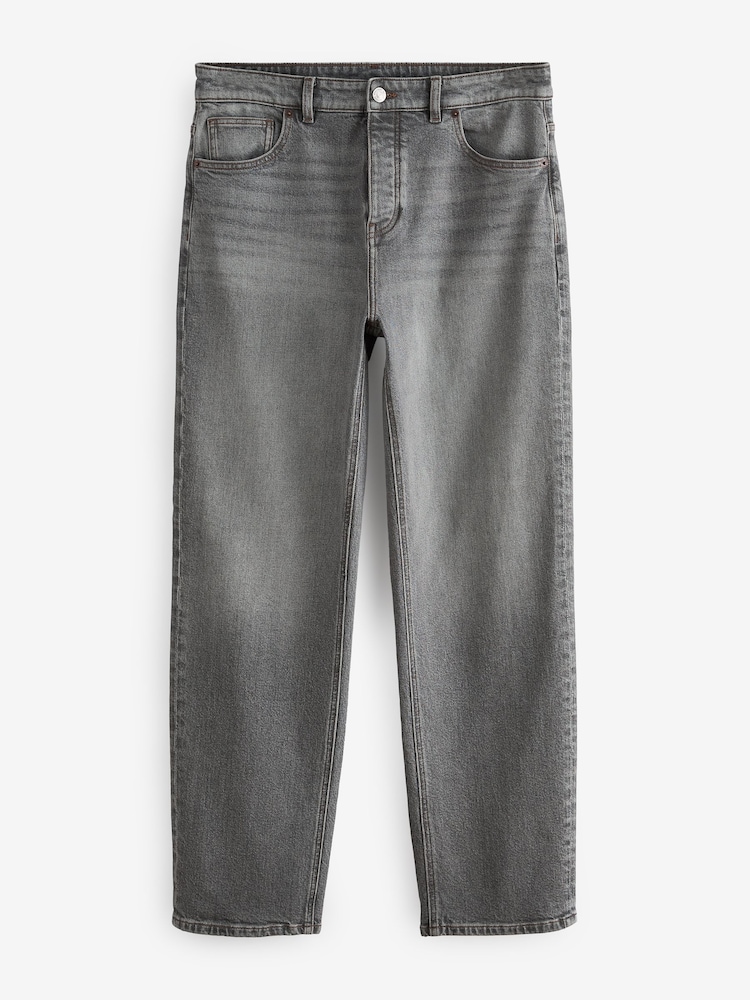Grey Washed Relaxed Fit Vintage Wash Denim Jeans - Image 8 of 12