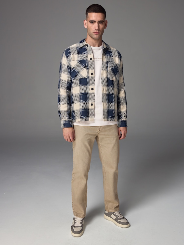 Peščeno bela - Raven kroj - Vintage Wash denim kavbojke - Slika 1 iz 12