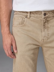 Peščeno bela - Raven kroj - Vintage Wash denim kavbojke - Slika 5 iz 12