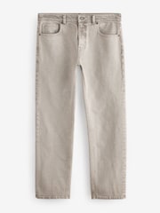 Peščeno bela - Raven kroj - Vintage Wash denim kavbojke - Slika 8 iz 12