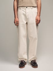 Ecru White Relaxed Fit Vintage Stretch Authentic Jeans - Image 1 of 10