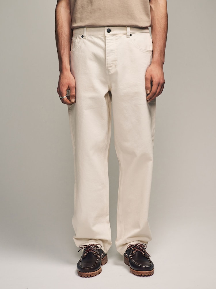 Ecru White Relaxed Fit Vintage Stretch Authentic Jeans - Image 1 of 10