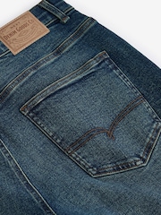 Blue Mid Regular Tapered Fit Vintage Wash Denim Jeans - Image 10 of 12