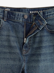 Blue Mid Regular Tapered Fit Vintage Wash Denim Jeans - Image 11 of 12