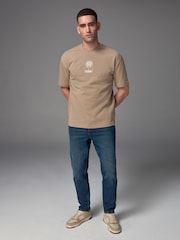 Blue Mid Regular Tapered Fit Vintage Wash Denim Jeans - Image 2 of 12