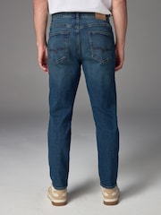Blue Mid Regular Tapered Fit Vintage Wash Denim Jeans - Image 3 of 12