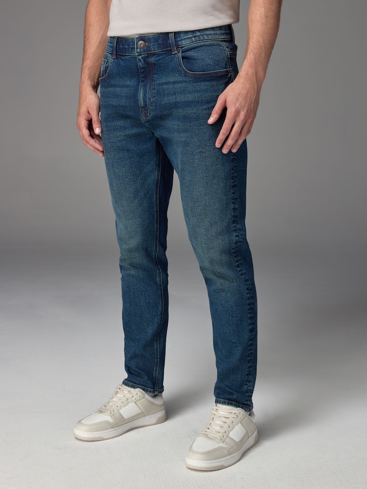 Blue Mid Vintage Slim Fit Vintage Wash Denim Jeans - Image 1 of 12
