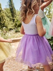 Boden Purple Jersey Tulle Mix Dress - Image 1 of 4