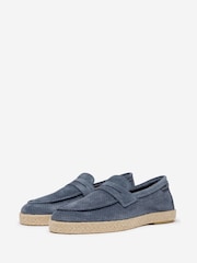 Oliver Sweeney Blue Perforated Suede Espadrille Loafers Shoes - Image 3 of 5