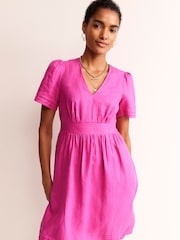 Boden Pink Petite Eve Linen Short Dress - Image 1 of 4