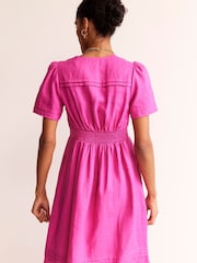 Boden Pink Petite Eve Linen Short Dress - Image 2 of 4