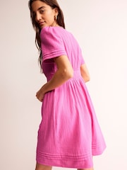 Boden Pink Eve Double Cloth Short Dress - Image 3 of 5