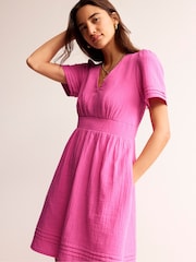 Boden Pink Eve Double Cloth Short Dress - Image 4 of 5