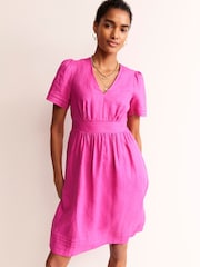 Boden Pink Eve Linen Short Dress - Image 1 of 5