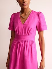 Boden Pink Eve Linen Short Dress - Image 4 of 5