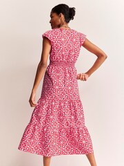 Boden Red Petite May 100% Cotton Midi Tea Dress - Image 3 of 5