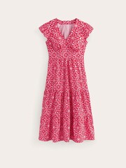 Boden Red Petite May 100% Cotton Midi Tea Dress - Image 5 of 5