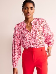Boden Red Blouson Sleeve Blouse - Image 1 of 5
