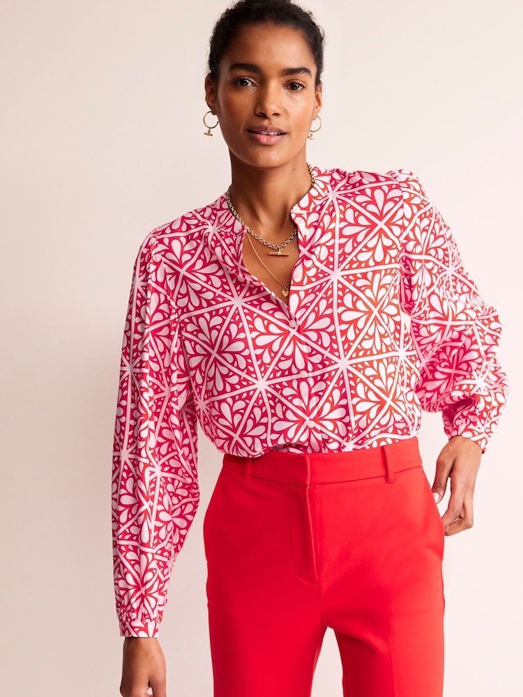 Boden Red Blouson Sleeve Blouse - Image 1 of 5