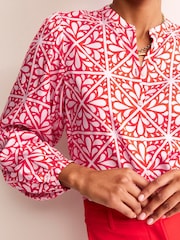 Boden Red Blouson Sleeve Blouse - Image 4 of 5