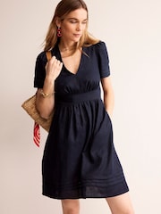 Boden Navy Eve Linen Short Dress - Image 1 of 5