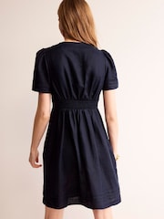 Boden Navy Eve Linen Short Dress - Image 2 of 5
