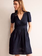 Boden Navy Eve Linen Short Dress - Image 3 of 5