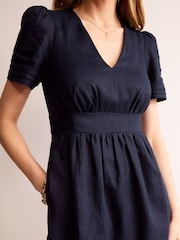 Boden Navy Eve Linen Short Dress - Image 4 of 5