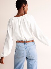 Boden White Serena Doublecloth 100% Cotton Blouse - Image 2 of 5