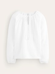 Boden White Serena Doublecloth 100% Cotton Blouse - Image 5 of 5