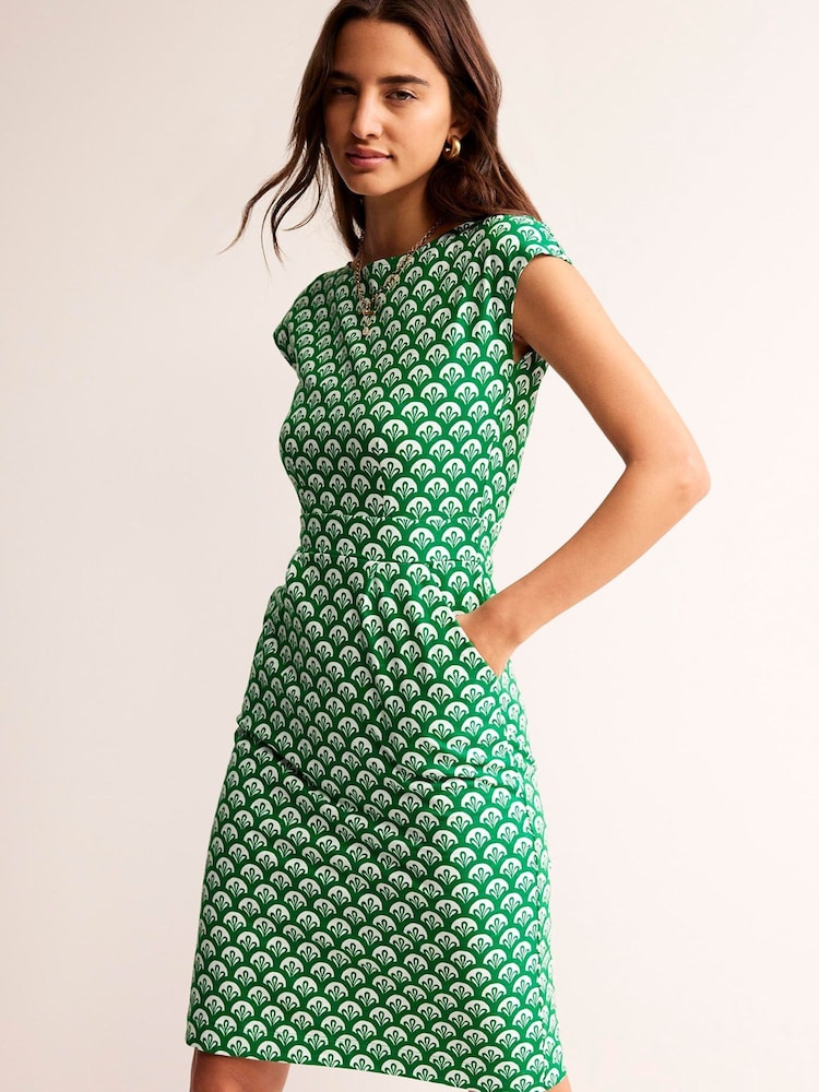 Boden Green Mosaic 100% Cotton Florrie Jersey Dress - Image 1 of 5