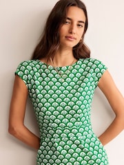 Boden Green Mosaic 100% Cotton Florrie Jersey Dress - Image 4 of 5